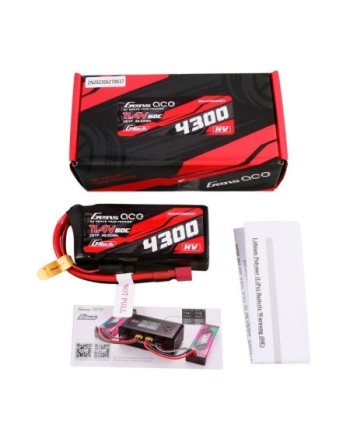 GENS ACE G-TECH 4300 mha 11.4V 60C HV 3S1P WITH T-PLUG - GEA433S60DGT