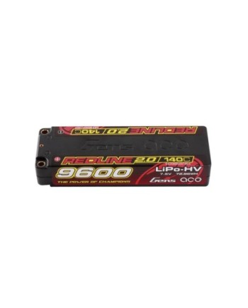 GENS ACE REDLINE 2.0 SERIES 9600 mAh 7.6V HV 140C 2S1P HC 5,0mm BANANA BULLET - GEA96002S14D5