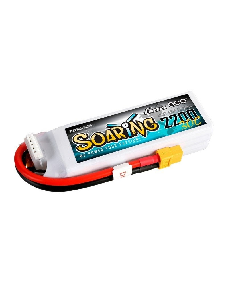 GENS ACE SOARING 2200 mAh 14.8V 30C 4S1P WITH XT60-GEA22004S30X6