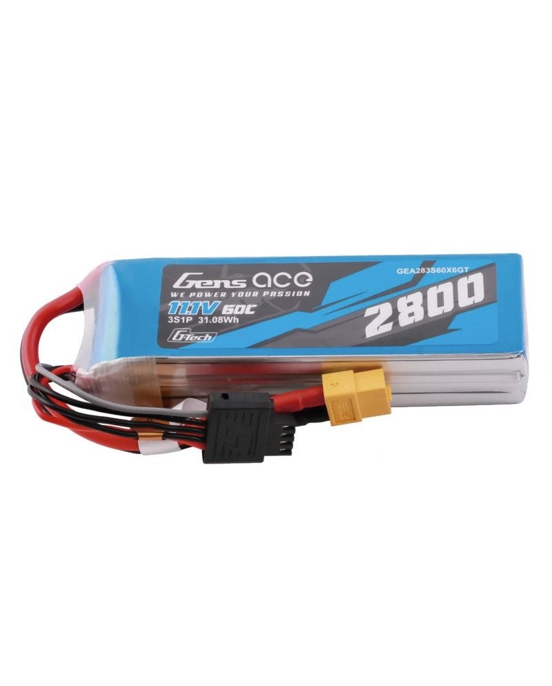 GENS ACE G-TECH SOARING 2800 mAh 11.1V 60C 3S1P WITH XT60-GEA283S60X6GT