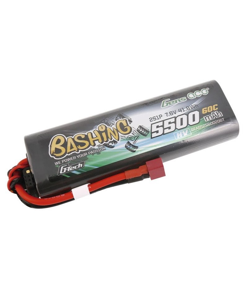 GENS ACE G-TECH 5500 mAh 7.6V 60C 2S1P WITH T-DEAN BASHING SERIES - GEA552S60D20GT