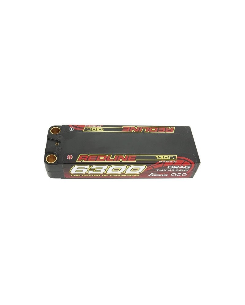 GENS ACE REDLINE 1.0 SERIES 6300 mAh  7.4V 140C 2S2P HC 5,0mm BANANA BULLET - GEA6300S13D