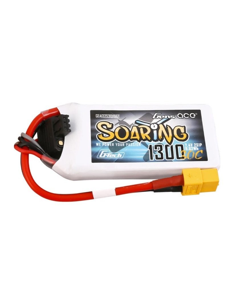 GENS ACE G-TECH SOARING 1300 mAh 7.4V 30C 2S1P WITH XT60-GEA132S30X6GT