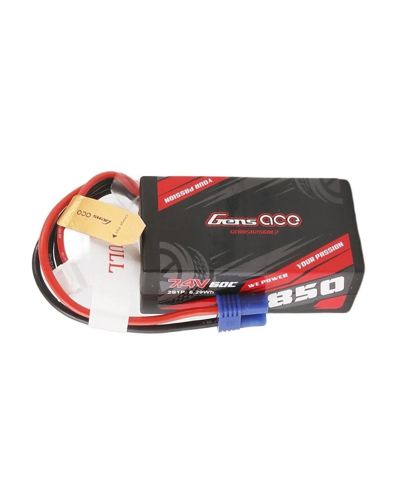 GENS ACE 850 mAh 7.4V 60C 2S1P WITH EC2-GEA8502S60E2