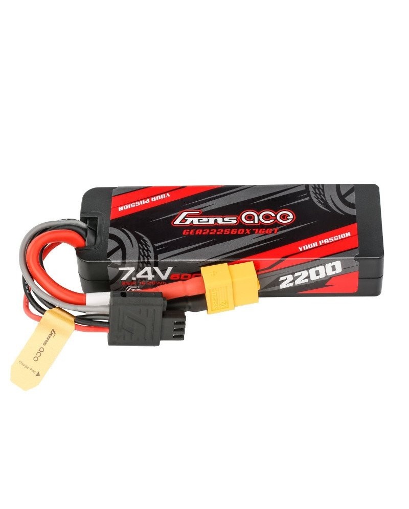 GENS ACE G-TECH 2200 mAh 7.4V 60C 2S1P GRP-76 WITH XT60-GEA222S60X76GT