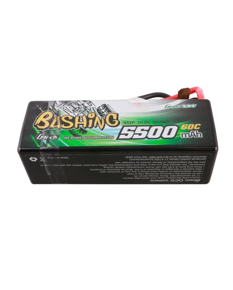 GENS ACE G-TECH 5500 mAh 14.8V 60C HC 4S1P WITH T-DEAN BASHING SERIES - GEA554S60X9GT