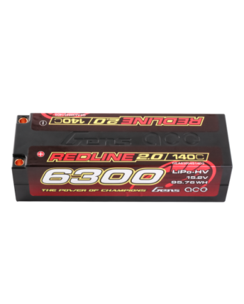 GENS ACE REDLINE 2.0 SERIES 6300 mAh SHORTY 15,2V HV 140C 4S2P HC 5,0mm BANANA BULLET - GEA60004S14D5