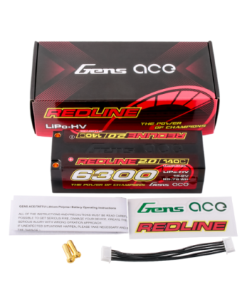 GENS ACE REDLINE 2.0 SERIES 6300 mAh SHORTY 15,2V HV 140C 4S2P HC 5,0mm BANANA BULLET - GEA60004S14D5