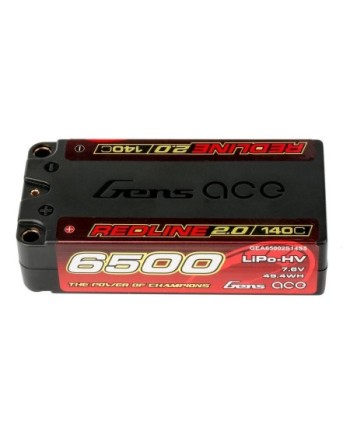 GENS ACE REDLINE 2.0 SERIES 6500 mAh SHORTY 7.6V HV 140C 2S2P HC 5,0mm BANANA BULLET - GEA65002S14S5