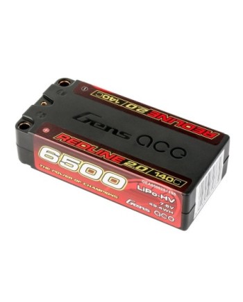 GENS ACE REDLINE 2.0 SERIES 6500 mAh SHORTY 7.6V HV 140C 2S2P HC 5,0mm BANANA BULLET - GEA65002S14S5