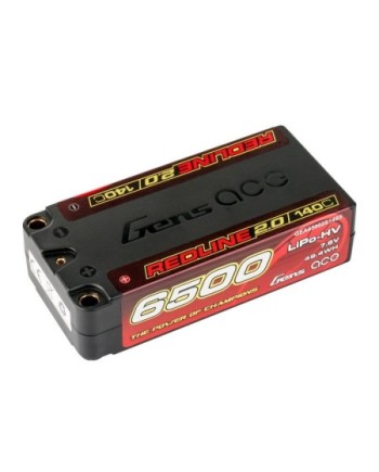 GENS ACE REDLINE 2.0 SERIES 6500 mAh SHORTY 7.6V HV 140C 2S2P HC 5,0mm BANANA BULLET - GEA65002S14S5