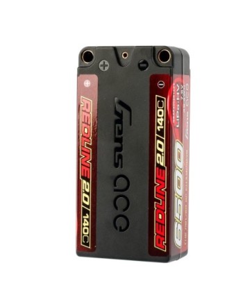 GENS ACE REDLINE 2.0 SERIES 6500 mAh SHORTY 7.6V HV 140C 2S2P HC 5,0mm BANANA BULLET - GEA65002S14S5