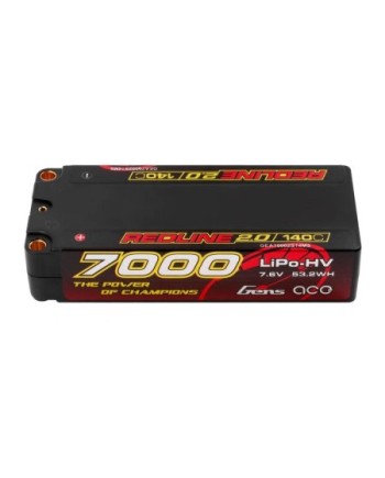 GENS ACE REDLINE 2.0 SERIES 7000 mAh MID SHORTY 7.6V HV 140C 2S2P HC 5,0mm BANANA BULLET - GEA70002S14M5