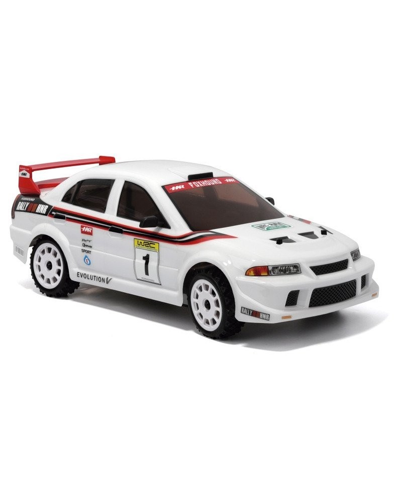 COCHE MITSUBISHI EVO 1/10 RALLY BRUSHLESS 60A 3300KW HNR9804-W 4X4 WATERPROOF BLANCO RTR