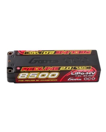 GENS ACE REDLINE 2.0 SERIES 8500 mAh 7.6V HV 140C 2S1P HC 5,0mm BANANA BULLET - GEA85002S14D5