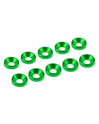 ARANDELA ALU. CONICA M4 VERDE (10u.)