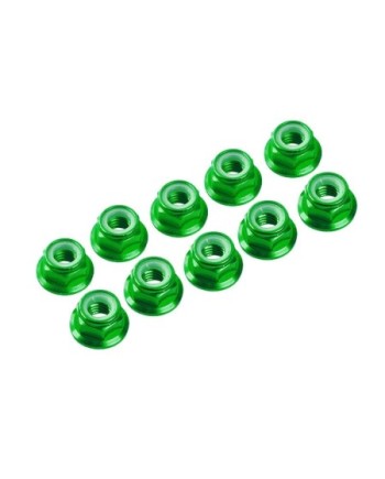 AUTOBLOCANTE ALU. M4 FLANGED VERDE (10u.)