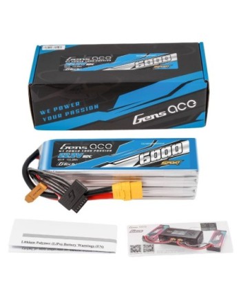 GENS ACE SPORT G-TECH 6000 mha 22.2V 80C 6S1P WITH XT90 (700 HELI)- GEA606S80SX9GT
