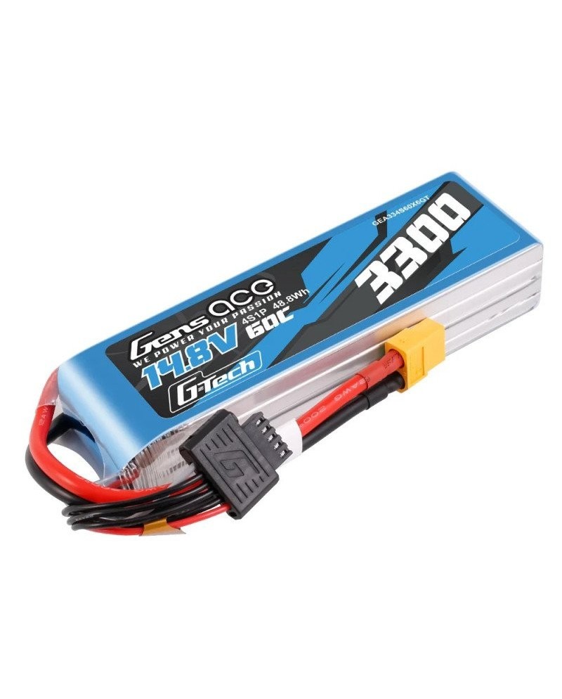 GENS ACE G-TECH 3300 mAh 14.8V 60C 4S1P WITH XT60-GEA334S60X6GT